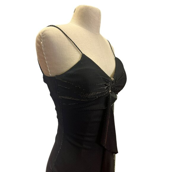 Vintage De Laru Black Evening Gown By Sheila Yen Size Long Full Prom Homecoming - Picture 8 of 11